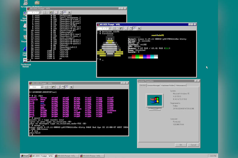 «Невероятный трюк»: девушка запускает современный Linux на Windows 95