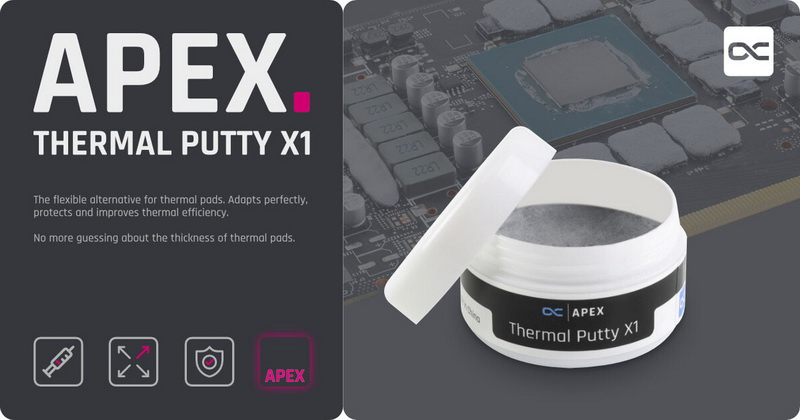 Alphacool запустила новую жидкую термопрокладку – Apex Thermal Putty X1
