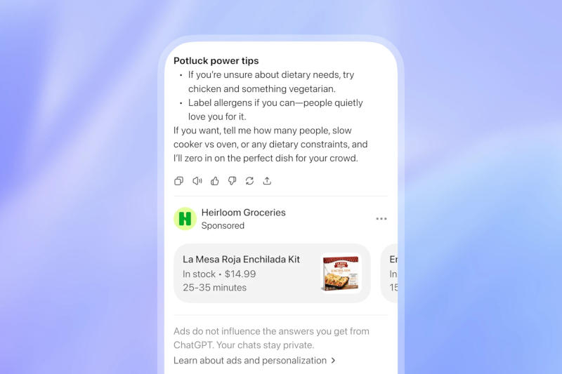 ChatGPT теперь показывает рекламу, но не всем и не сразу её заметят