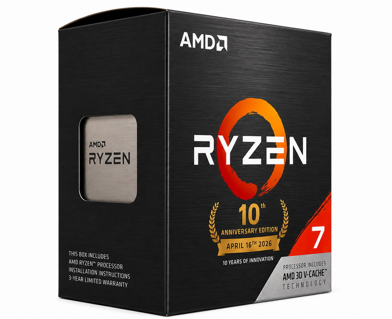 Ryzen 7 5800X3D AM4 10‑годовая юбилейная версия теперь доступна в Индии по цене 310 долларов.