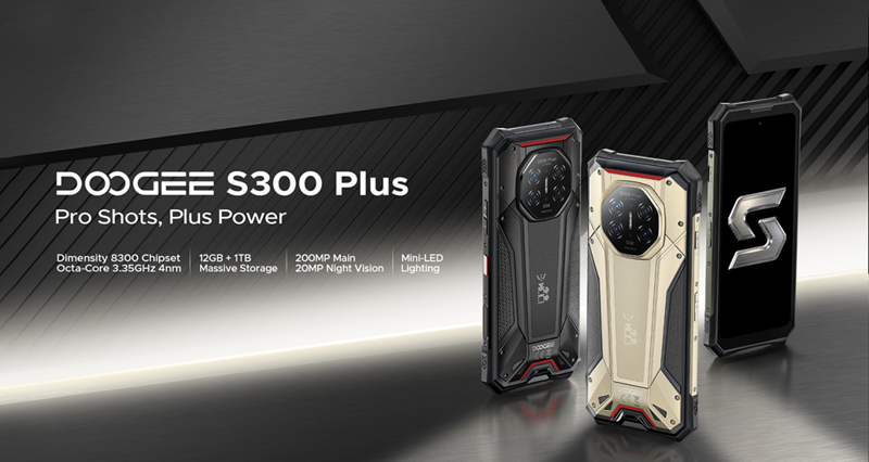 Doogee S300 Plus – надёжный телефон на базе Dimensity 8300, оснащённый 1 ТБ памяти и регулируемой подсветкой Mini‑LED.