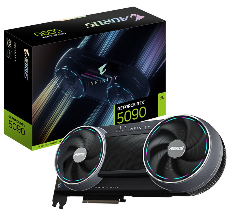 Gigabyte начала продажу карты Aorus GeForce RTX 5090 Infinity, отличающейся нестандартным оформлением и спрятанным вентилятором