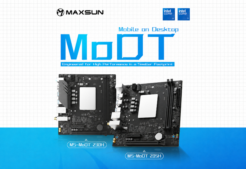 MaxSun представила обновлённые платы MoDT со встроенными Raptor Lake Core 200H.