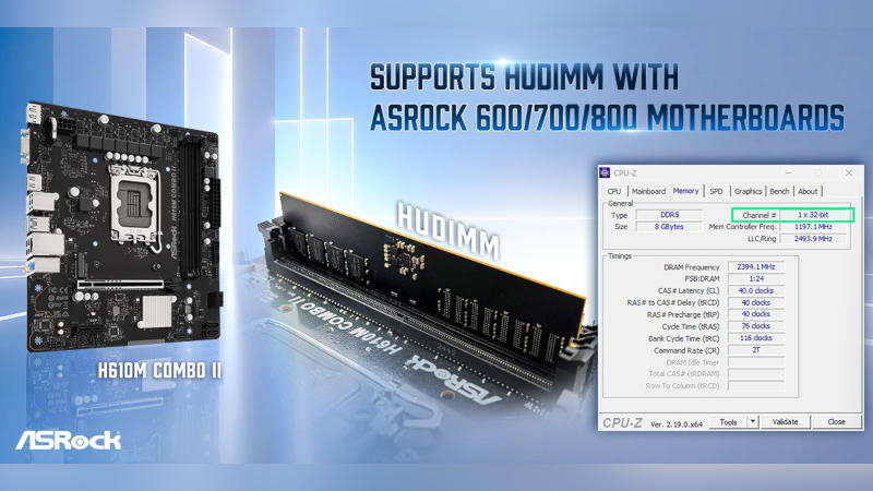 ASRock и TeamGroup создали бюджетный тип DDR5‑модулей под названием HUDIMM для экономичных компьютеров